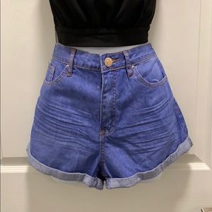 High waisted denim shorts